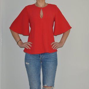 Zara business casual Top Red color with wide sleeves- XS
